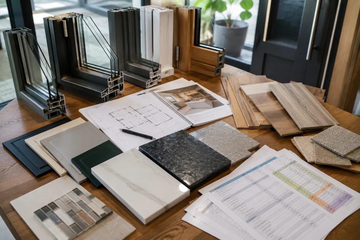 Extension specification materials and finishes used to compare builder quote costs